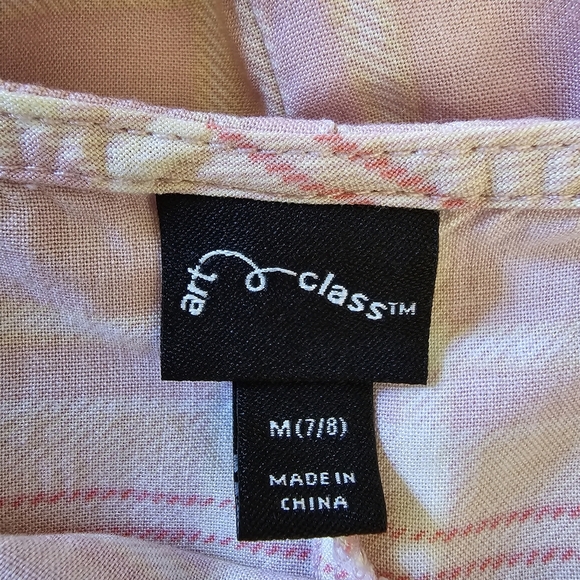 Art Class Pink Plaid Spaghetti Strap Lightweight Dress Size Girl's Medium 7/8 - Picture 4 of 5